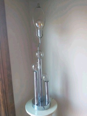 Robert Sonneman Architectural Four Pillar Mid Century Chrome Table Lamp