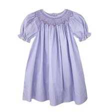 Petit Ami Lavender Check Dress Set with Fall Floral Smocking  3 6 9 Months