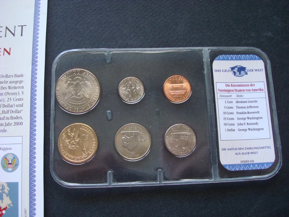 TOP USA Kursmünzensatz im Plastikfolder + Zertifikat! Das Geld der Welt! MDM! KM - Bild 3 von 3