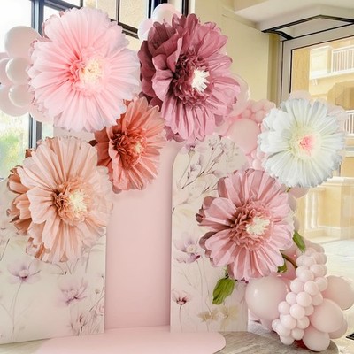 6 Pcs 31.5 '' 24 '' Pink Giant Paper Flowers Decorations for Wall Extra Large P...