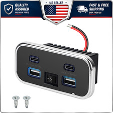 Dual USB Charger Socket 12V/24V for RV Car Boat Truck Flush Mount