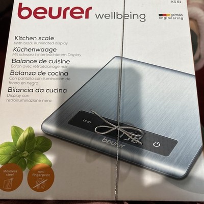 Beurer wellbeing KS51 Stainless Steel Kitchen Scale German Engineering NIB