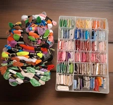 Huge Lot 220+ DMC Embroidery Thread Floss Skeins/Vintage Other brand Mixed color