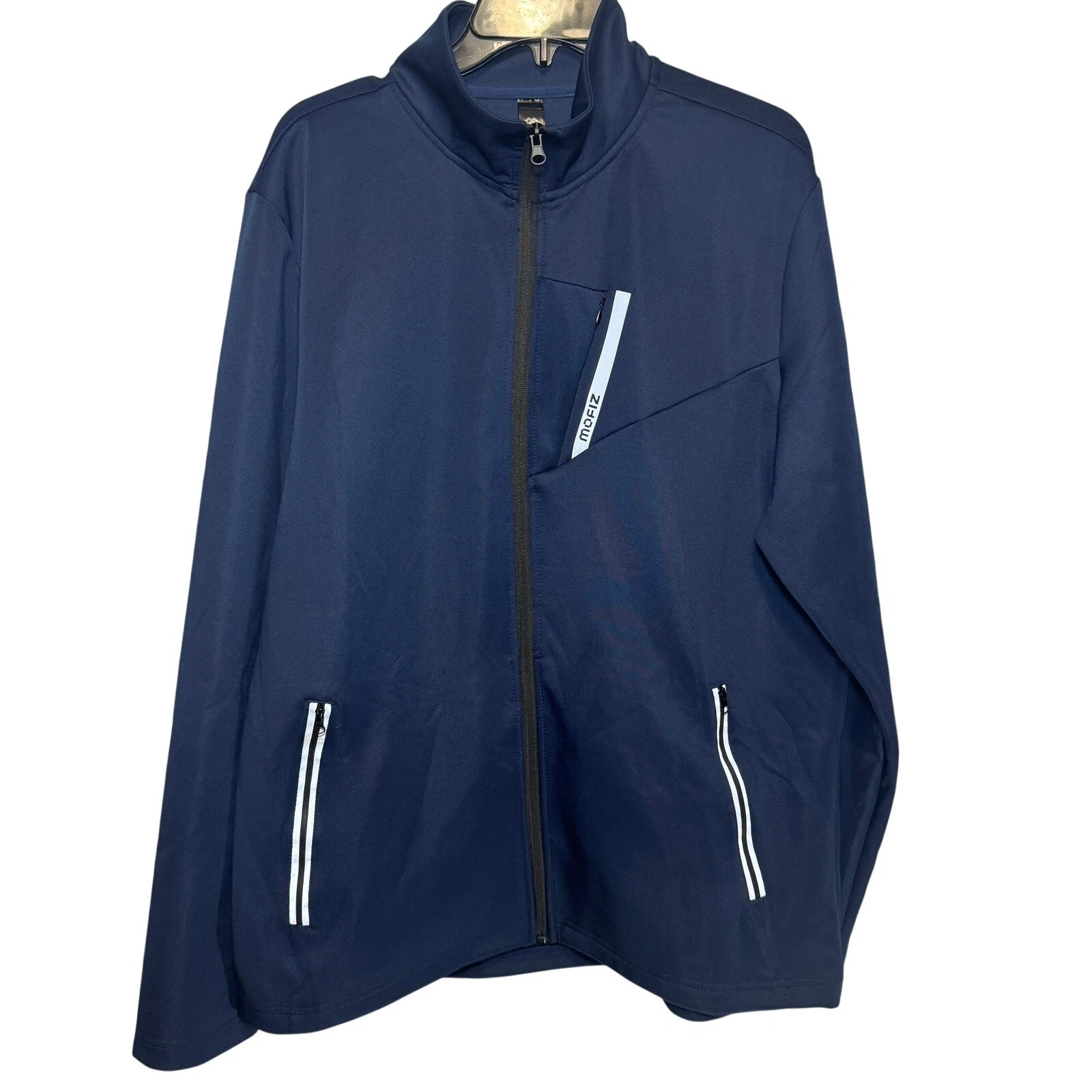 Mofiz Men's full-zip navy blue jacket with reflective strips Size Large
Opens in a new window or tab