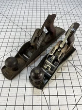 Vintage Lot Stanley Bailey No. 4 Wood Hand Plane Woodworking Tools Two Planes