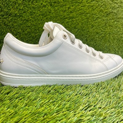 Jimmy Choo Cash Low Mens Size 9.5 White Casual Classic Leather Shoes Sneakers