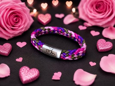  Zwei Herzen  Segelflachseil-Armband mit graviertem Edelstahl-Magnetverschluss