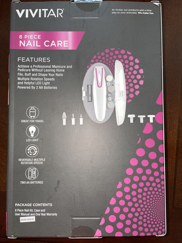 NEW Vivitar 8 Piece Nail Care Kit Drill W/ Various Interchangeable Heads Speeds - Picture 2 of 3