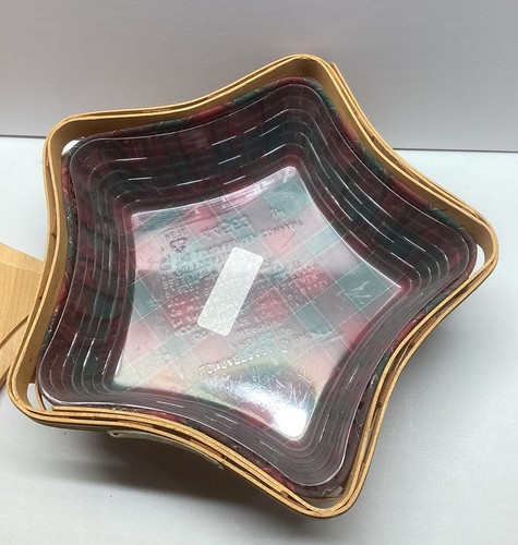 Longaberger 2001 Shining Star Basket, Liner Prot-Lid-Trad Holly Star Dish - Picture 7 of 17
