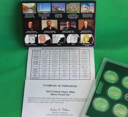 2013 S United States Mint Annual Silver 14 Coin Proof Set Original Box and COA - Bild 3 von 9