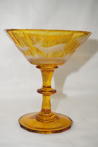 Moser Bohemian Amber Cut to Clear Martini Glass, 5 1/8" (#5) (G42) - Picture 3 of 9