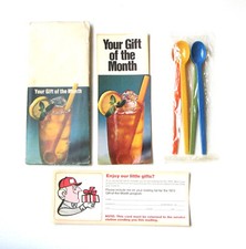 Vtg 1972 Uniflo Motor Oil Gift of Month Iced Tea Spoons, Advertising Giveaway