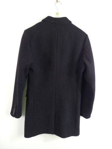 Pull & Bear Men's Coat Size S Black Tailored Collared Wool Blend Used F2 - Picture 7 of 13