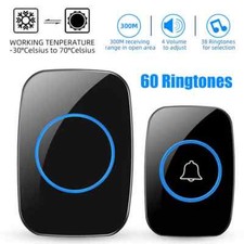 Waterproof Wireless Doorbell Adjustable Volume 1000FT Plugin Receiver 38 Chime