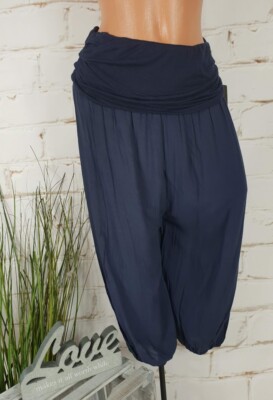 NEW   ITALY SUMMER BREEZY LIGHTWEIGHT BERMUDA PANTS CAPRI SLIP ON NAVY 36-40