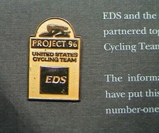 1996 EDS United States Cycling Team Bicycle Ross Perot Lapel Hat Pin Bike