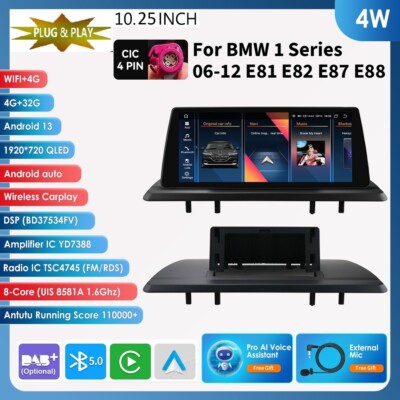 10.25'' Android 13 Autoradio GPS DAB+ Für BMW 1 Series E81 E82 E87 E88 CIC 4+32GB
