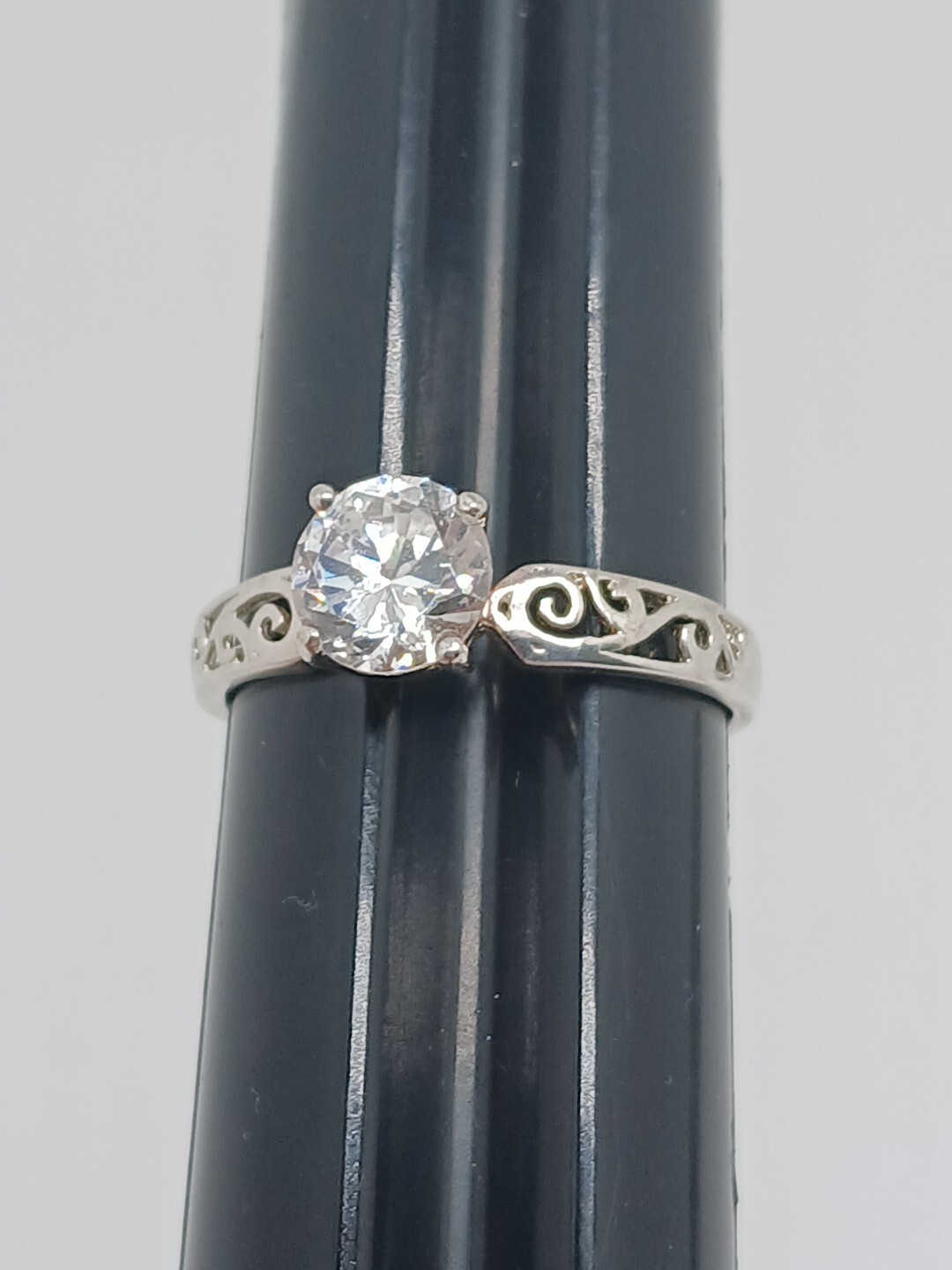 Sterling Silver Ring Solitaire Marked NF 925 Fila… - image 1