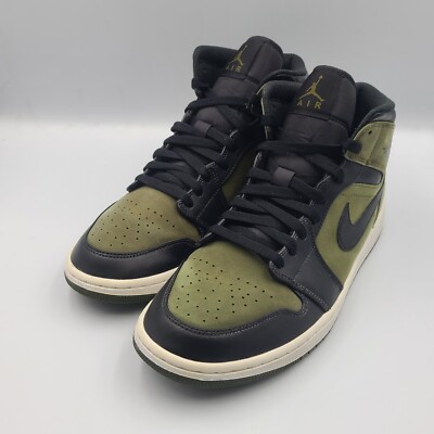 Nike Air Jordan 1 MID オリーブ/ブラック 2018 NIKE AIR JORDAN 1 MID OLIVE CANVAS SIZE 10.5 OG BANNED OFF