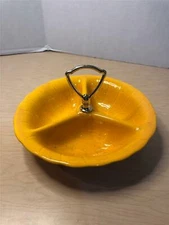 Vtg MCM ORANGE Lane & Co 1960 Van Nuys Calif USA Divided Bowl Dish Nut Candy