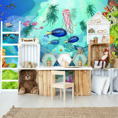 VINYL Fototapete XXL TAPETE Kinder Meer FISCHE Wal 2905