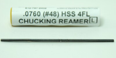 .0760 (#48) X .0715 X 3/4 X 3'' OAL HSS 4 STR FL RH REAMER (B-3-1-7-7)