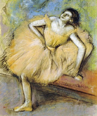 Edgar Degas ''Danseuse Assise'' french impressionist Brown Artwork PAPER or CANVAS