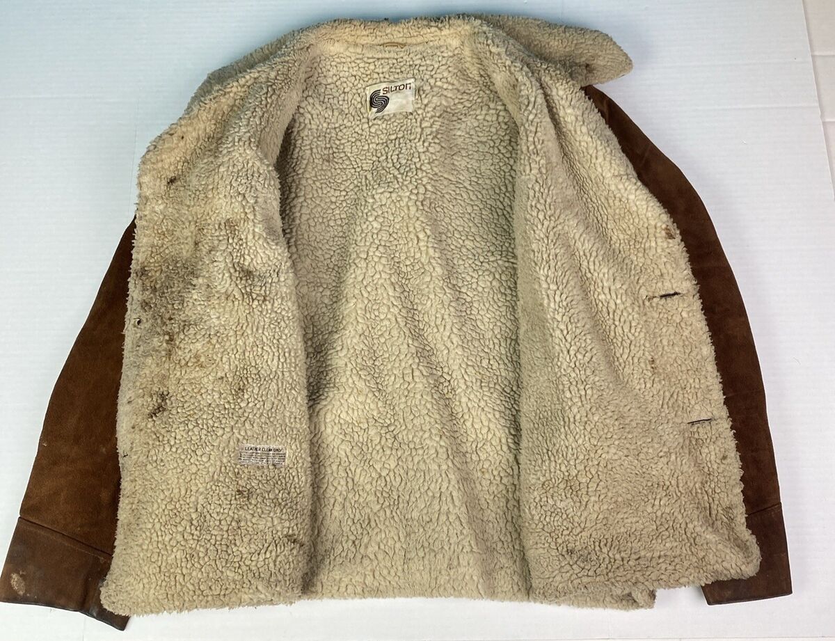 Vintage Silton Men's Size 46 Jacket Brown Suede Leather Vintage Silton Men's Size 46 Jacket Brown Suede Leather