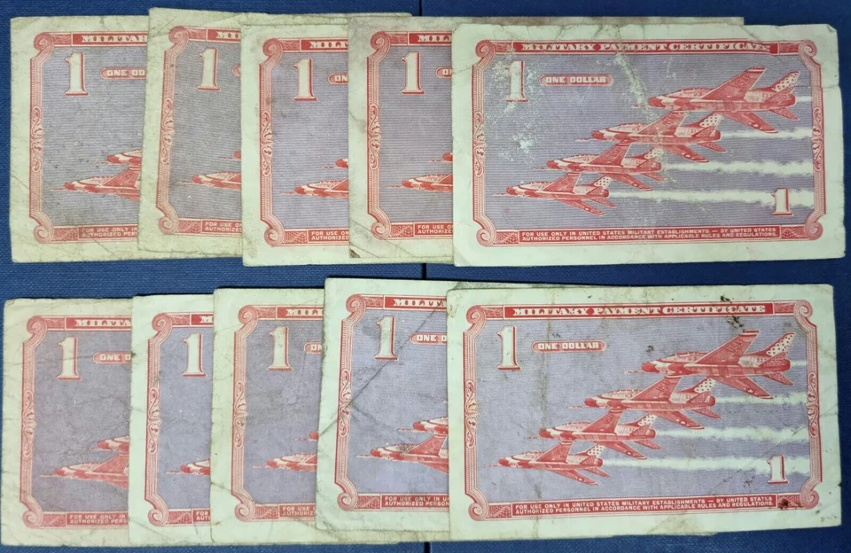 LOT of 10x 1 Dollar Military Payment Certificate Series 681 circulated #56259 - Image 2 of 2