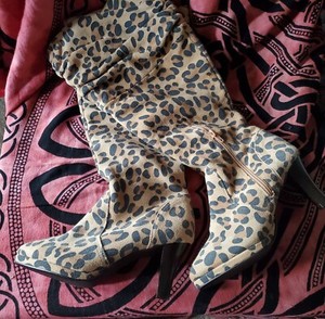 leopard slouch boots