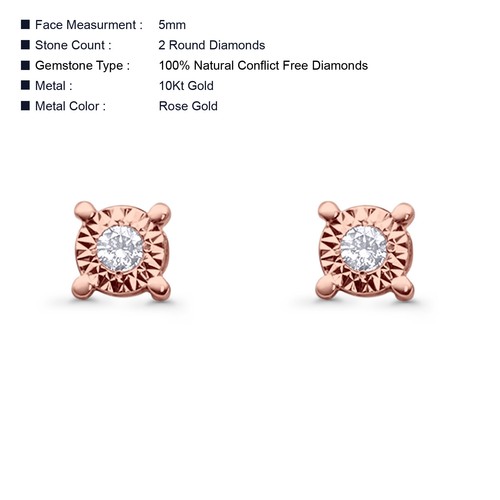 Diamond Round Men Stud Earring Solid 10k Gold Unisex Hip Hop Stud Earring 5.0mm - 第 39/52 張圖片