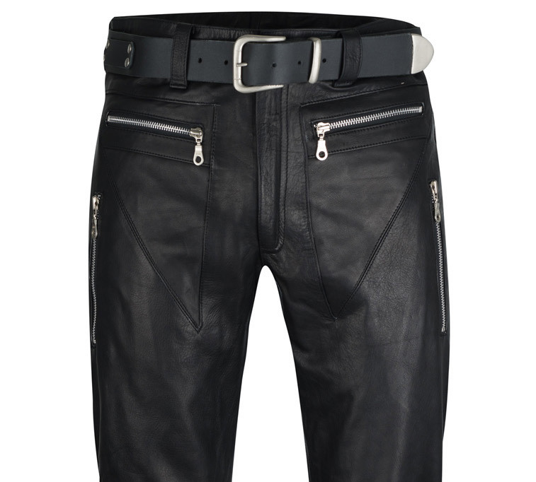 Produktbild von Lederhose Schwarz – Klassische Lederjeans Für Herren, Aus Weichem Rindleder, Atmungsaktiv & Straight