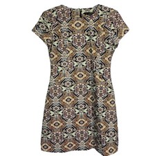Zara TRF Short Sleeve Tapestry Mini Dress Women's Sz S