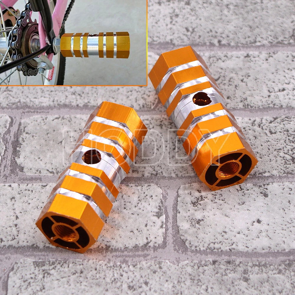 FAST Bike Pedals Orange Alloy Axles BMX Pedal Bicycle Stunt Foot Pegs Hexagonal