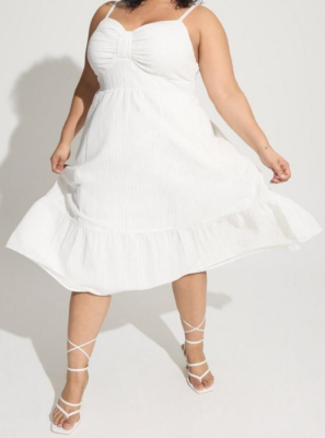 Torrid Midi Poplin Tiered Dress Cloud Dancer White Plus Sz 1 1X 14 16  #D25184 | eBay