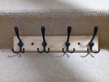 4 Hook Coat Hook with Wooden Base Wall Mounted Coat Rack