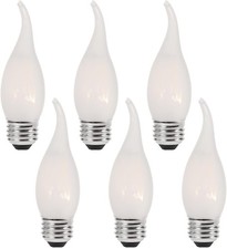 E26 Candelabra Light Bulbs Frosted Chandelier Light Bulbs Flame Tip LED Filam...