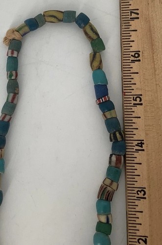 Collana di perle antiche commercio africano perline miste fatte e dipinte a mano 34" - Foto 12 di 13
