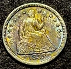 1853 Seated Liberty Silver Half Dime 5c High Grade UNC/BU Original Toning