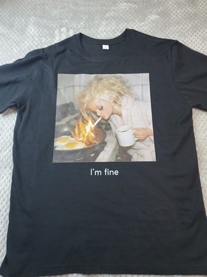 It's Fine Stressed Out Coffee Ladies Funny Doll Face Meme T-Shirt Black Large 