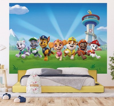 Paw Patrol kids bedroom wallpaper 252 x 182 cm (99'' x 72'') Toddler room blue