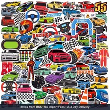 100pcs Race Car Theme Waterproof Vinyl Stickers - Racing Decor  Party Favors fo