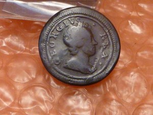 Original 1719 George I Colonial Times Farthing Clear Date #1