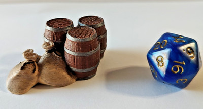barrels and bags DnD hand painted terrain