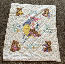 37 X 31 Cross Stitch Wall Hanging/Baby Quilt Moon Pattern Handmade Reversible