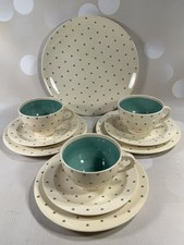 Vintage Susie Cooper 1950s Starburst Tea Set 3 x Cup, Saucer, Plate + Cake Plate