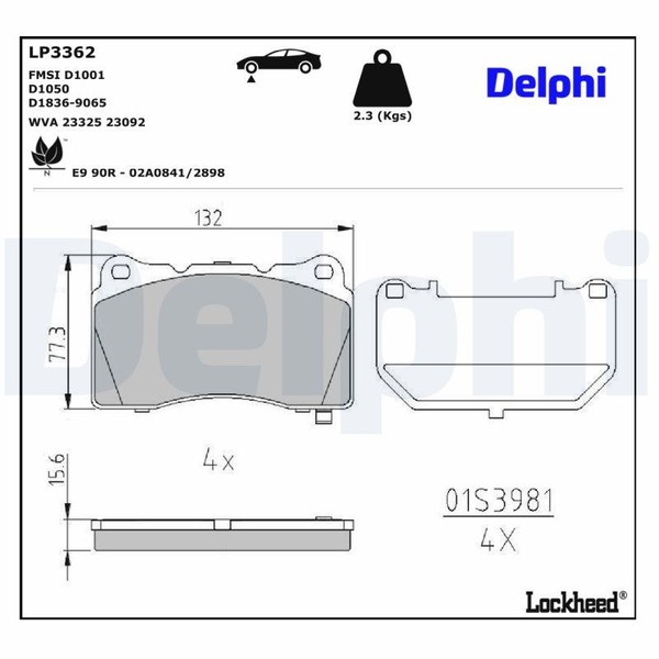 Delphi Bremsbelagsatz, Scheibenbremse LP3362 FüR Chevrolet Tesla-image