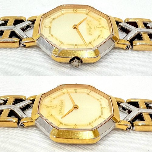 Yves Saint Laurent 4620-E62143 Quartz Women's Watch Gold Dial Analog Combi Band - Picture 3 of 8