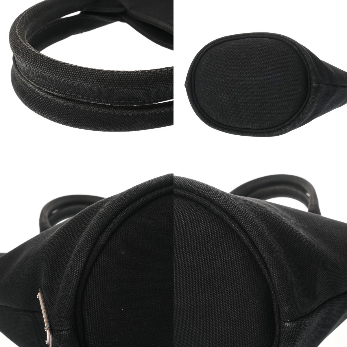 PRADA Canapa Fabric Handbag Black 1BG186 Ladies Canvas Tote Bag AB Rank Used  fr thumbnail 2