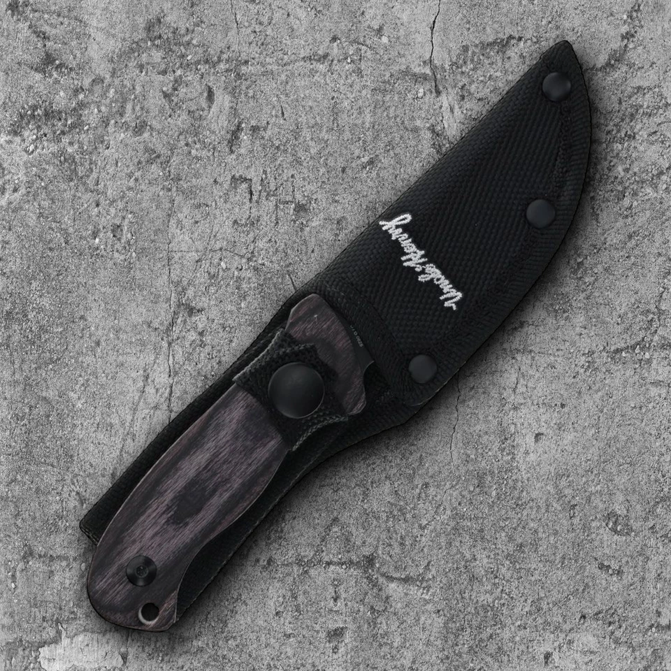 Cuchillo fijo Schrade Uh 3" óxido negro hoja de acero inoxidable mango de madera P1227076 Foto 3 de 3